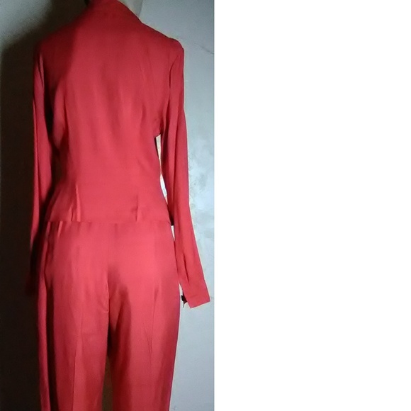 Dana Buchman Red 100% Silk Casual Pant Suit Size 6 - Picture 6 of 7